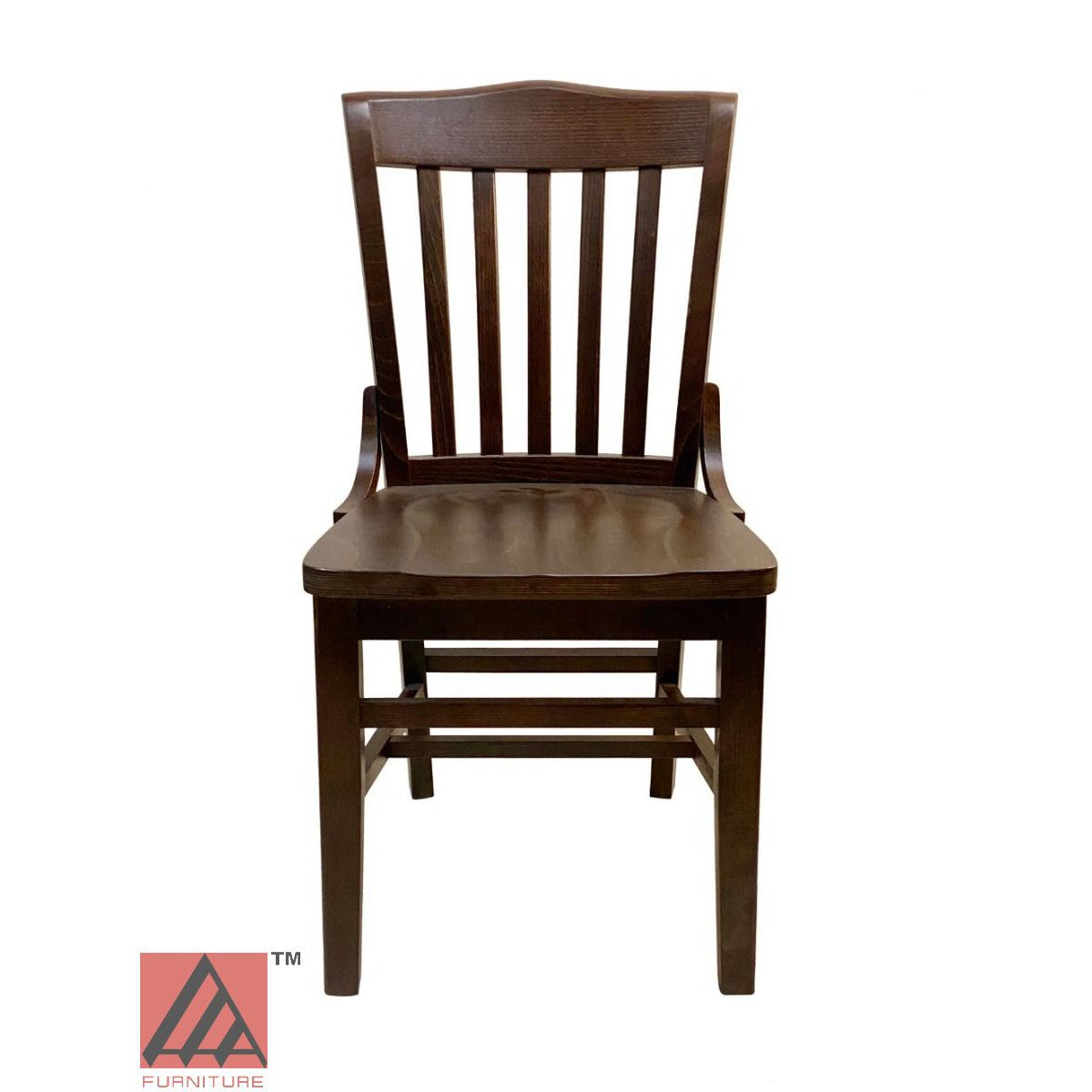 AAA Furniture Beech School House 34" Walnut Wood Chair with Solid Wood Seat