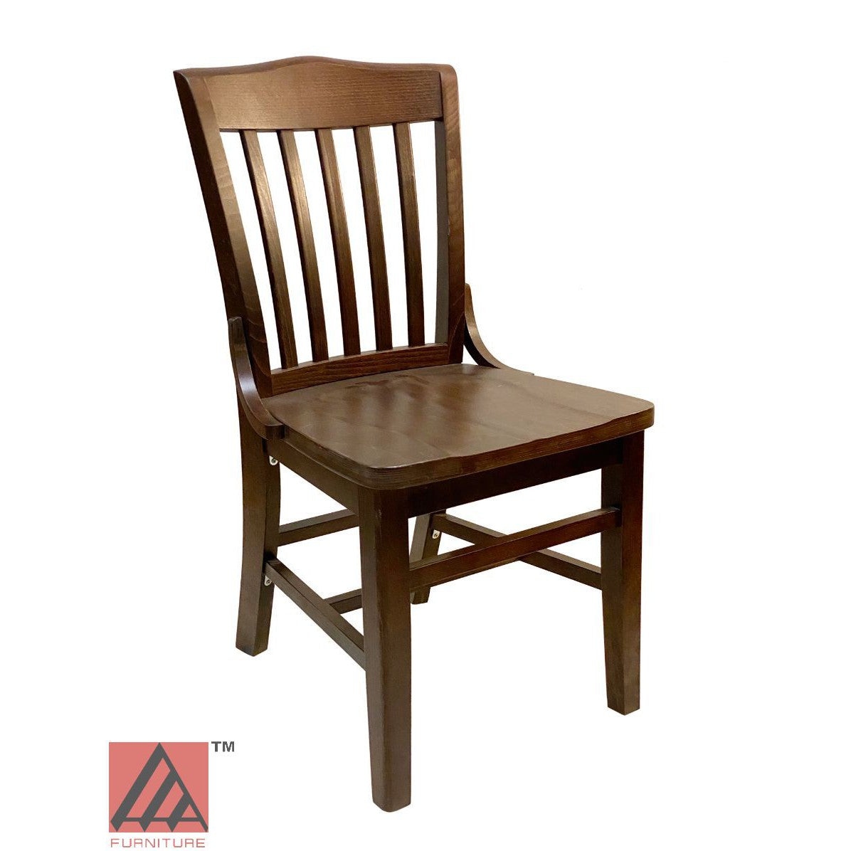 AAA Furniture Beech School House 34" Walnut Wood Chair with Solid Wood Seat