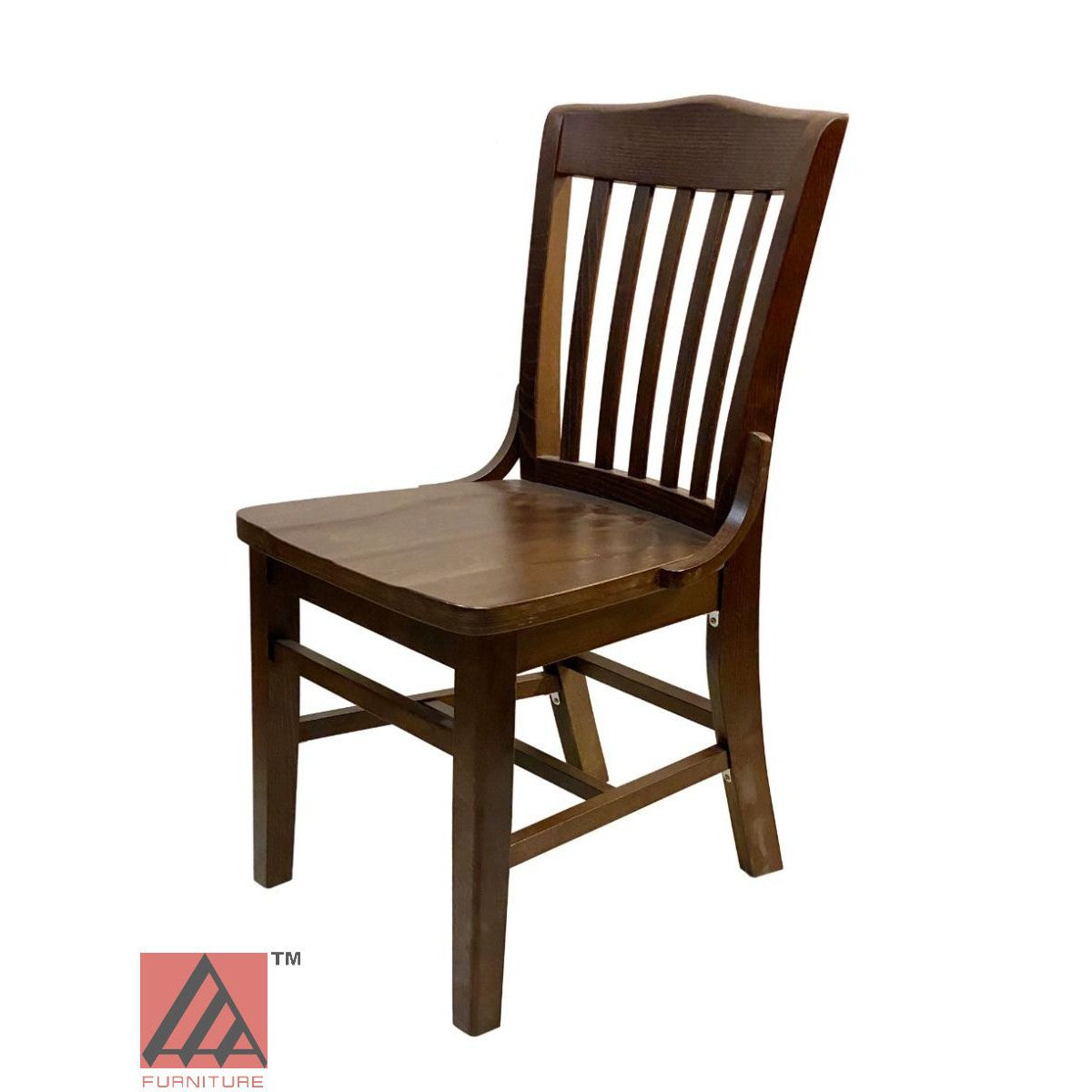 AAA Furniture Beech School House 34" Walnut Wood Chair with Wood Seat