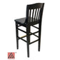 AAA Furniture Beech School House 43" Black Bar Stool with Solid Wood Seat