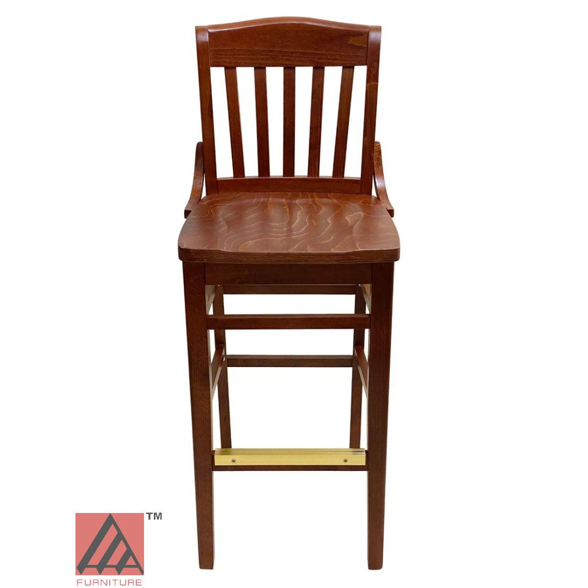 AAA Furniture Beech School House 43" Brown Bar Stool with Solid Wood Seat