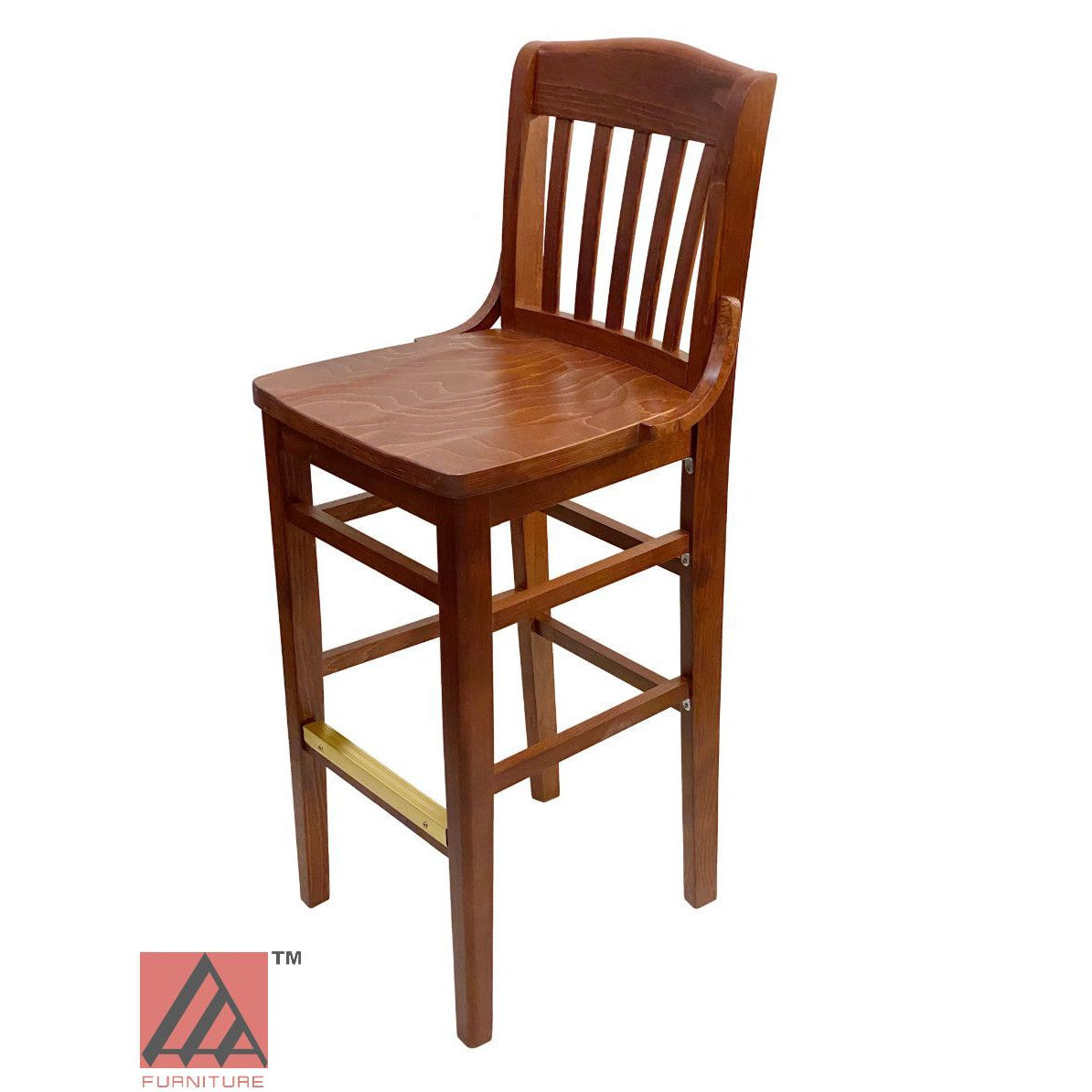 AAA Furniture Beech School House 43" Brown Bar Stool with Solid Wood Seat