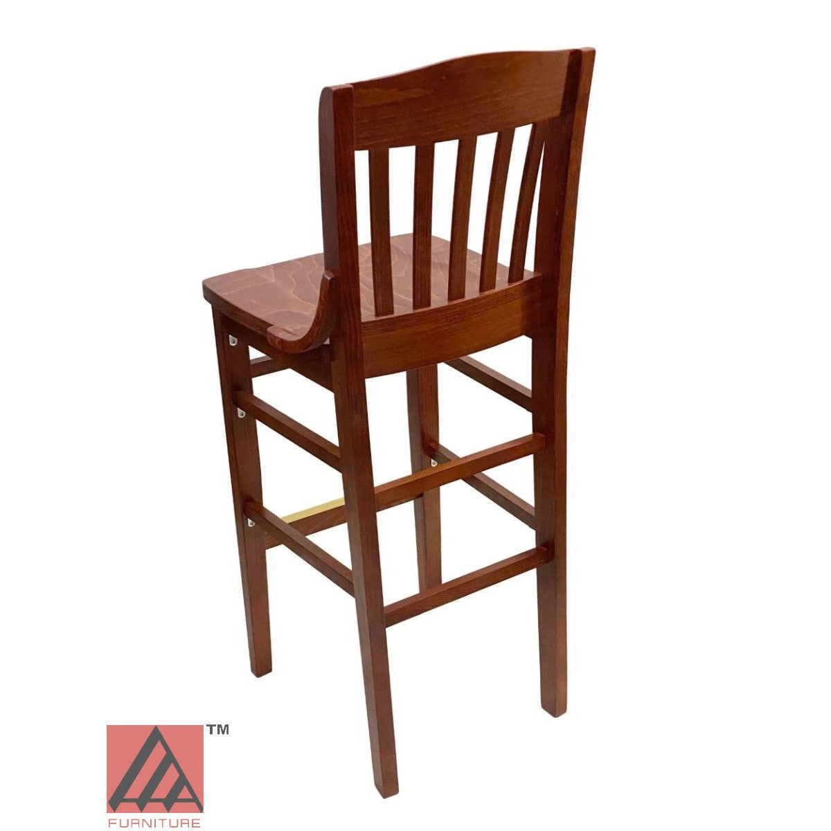 AAA Furniture Beech School House 43" Brown Bar Stool with Solid Wood Seat