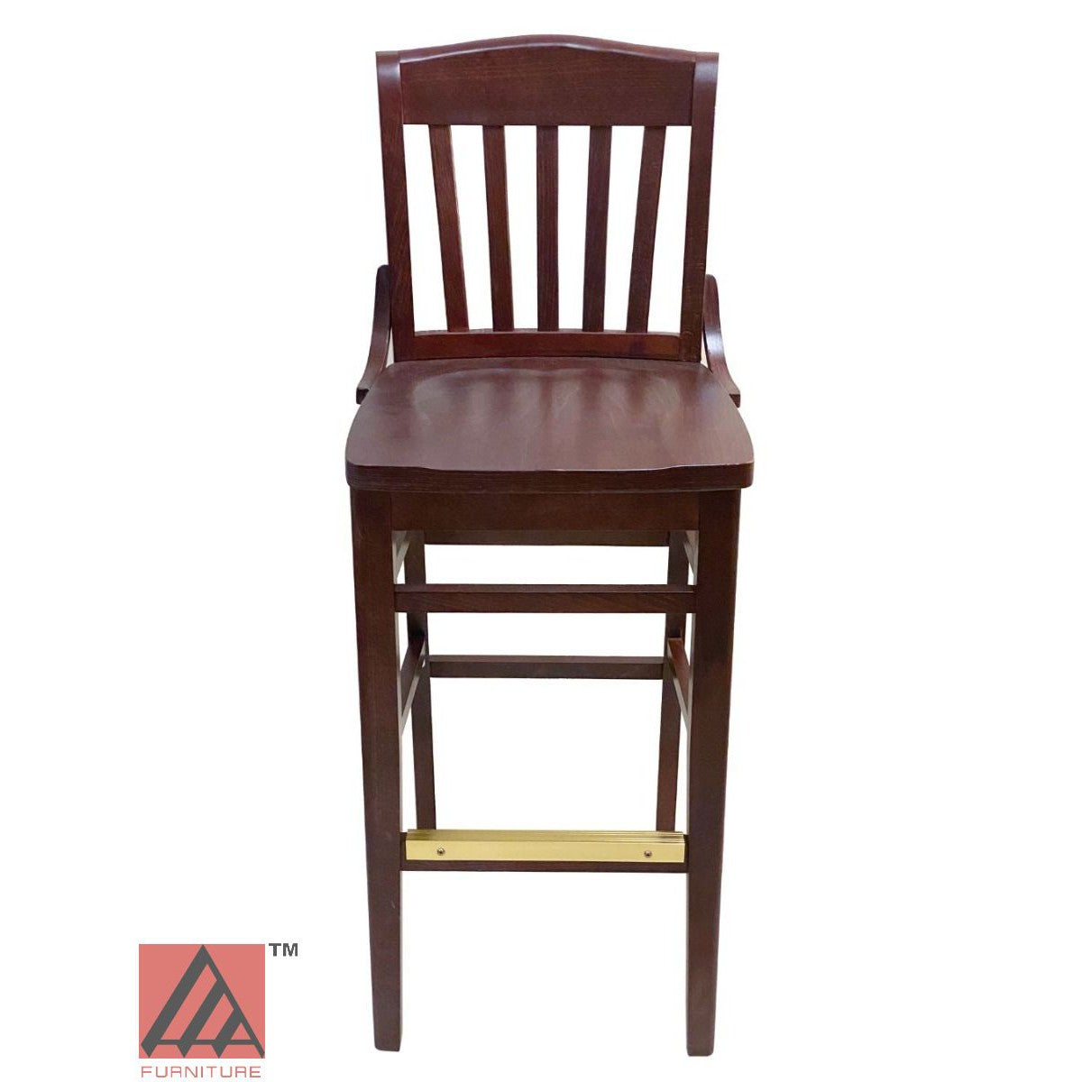 AAA Furniture Beech School House 43" Mahogany Bar Stool with Solid Wood Seat