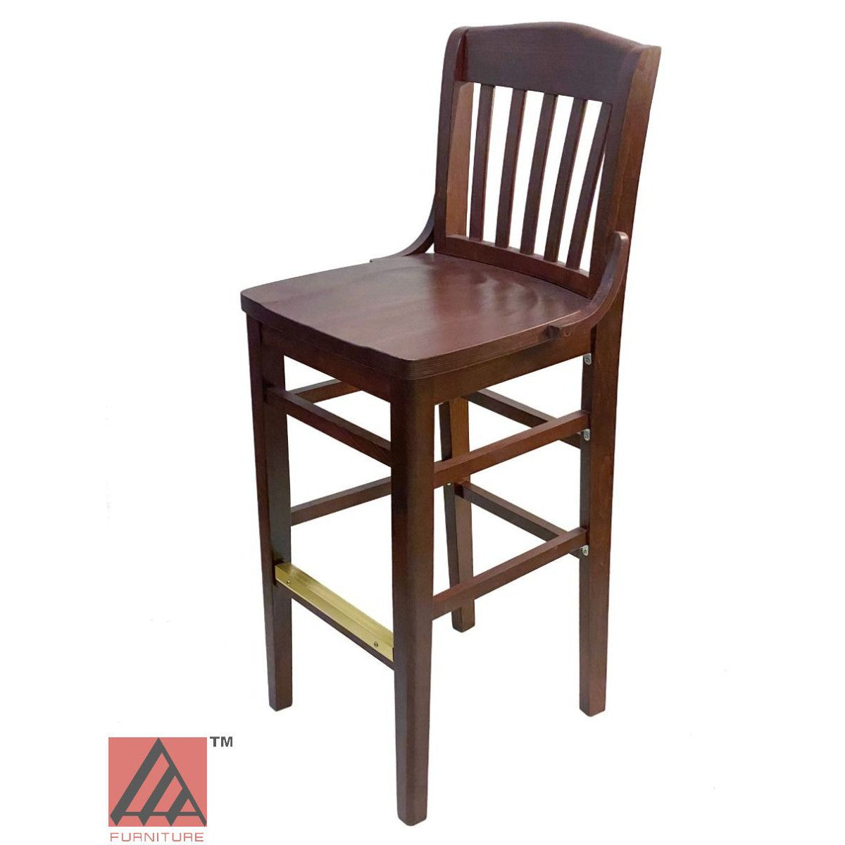 AAA Furniture Beech School House 43" Mahogany Bar Stool with Solid Wood Seat