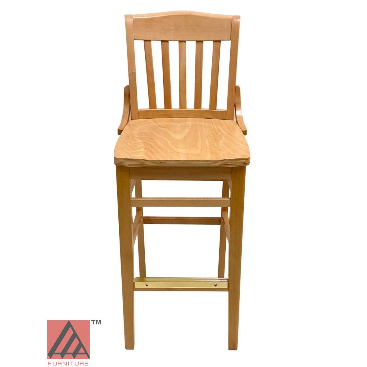 AAA Furniture Beech School House 43" Natural Bar Stool with Solid Wood Seat