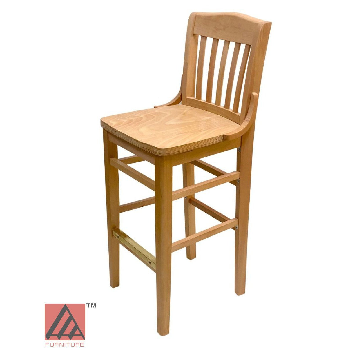 AAA Furniture Beech School House 43" Natural Bar Stool with Solid Wood Seat