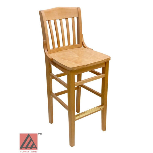 AAA Furniture Beech School House 43" Natural Bar Stool with Solid Wood Seat