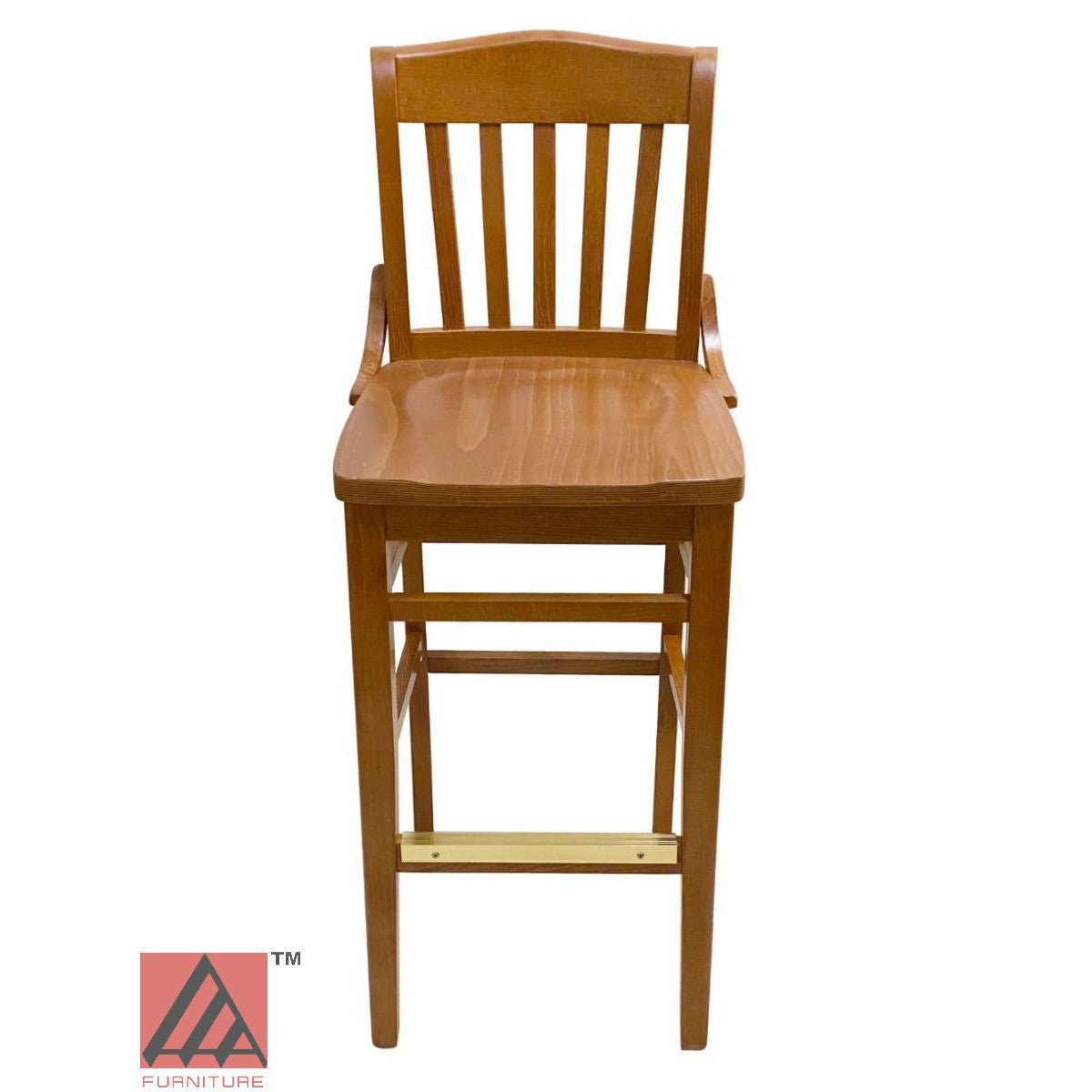 AAA Furniture Beech School House 43" Oak Bar Stool with Solid Wood Seat