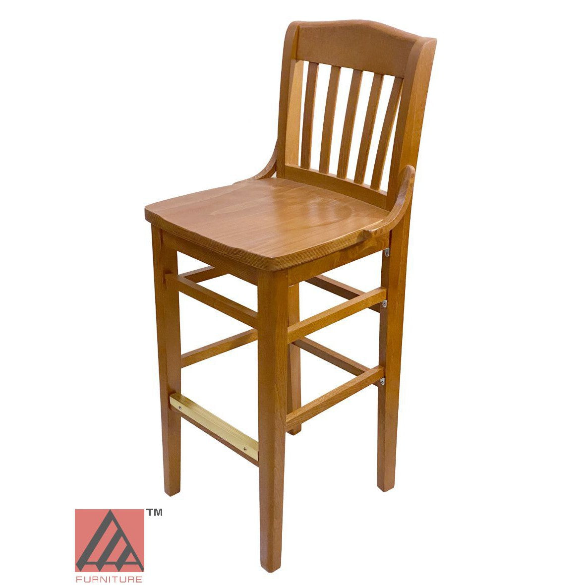 AAA Furniture Beech School House 43" Oak Bar Stool with Solid Wood Seat