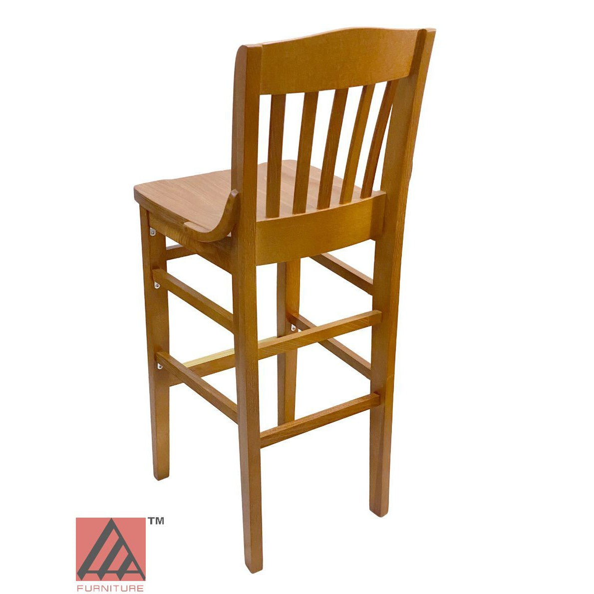 AAA Furniture Beech School House 43" Oak Bar Stool with Solid Wood Seat