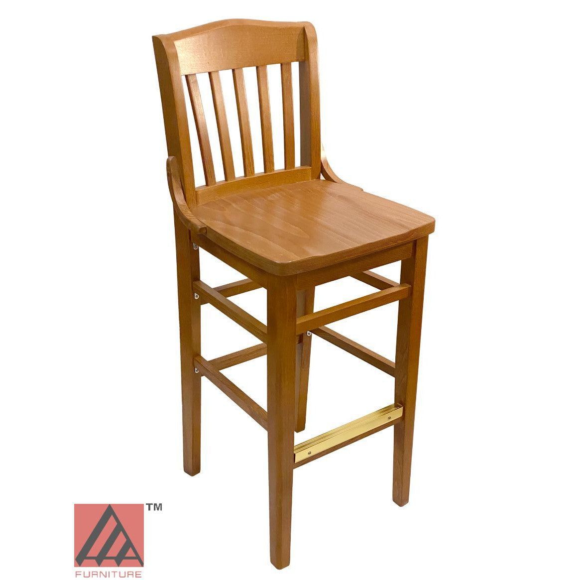 AAA Furniture Beech School House 43" Oak Bar Stool with Solid Wood Seat