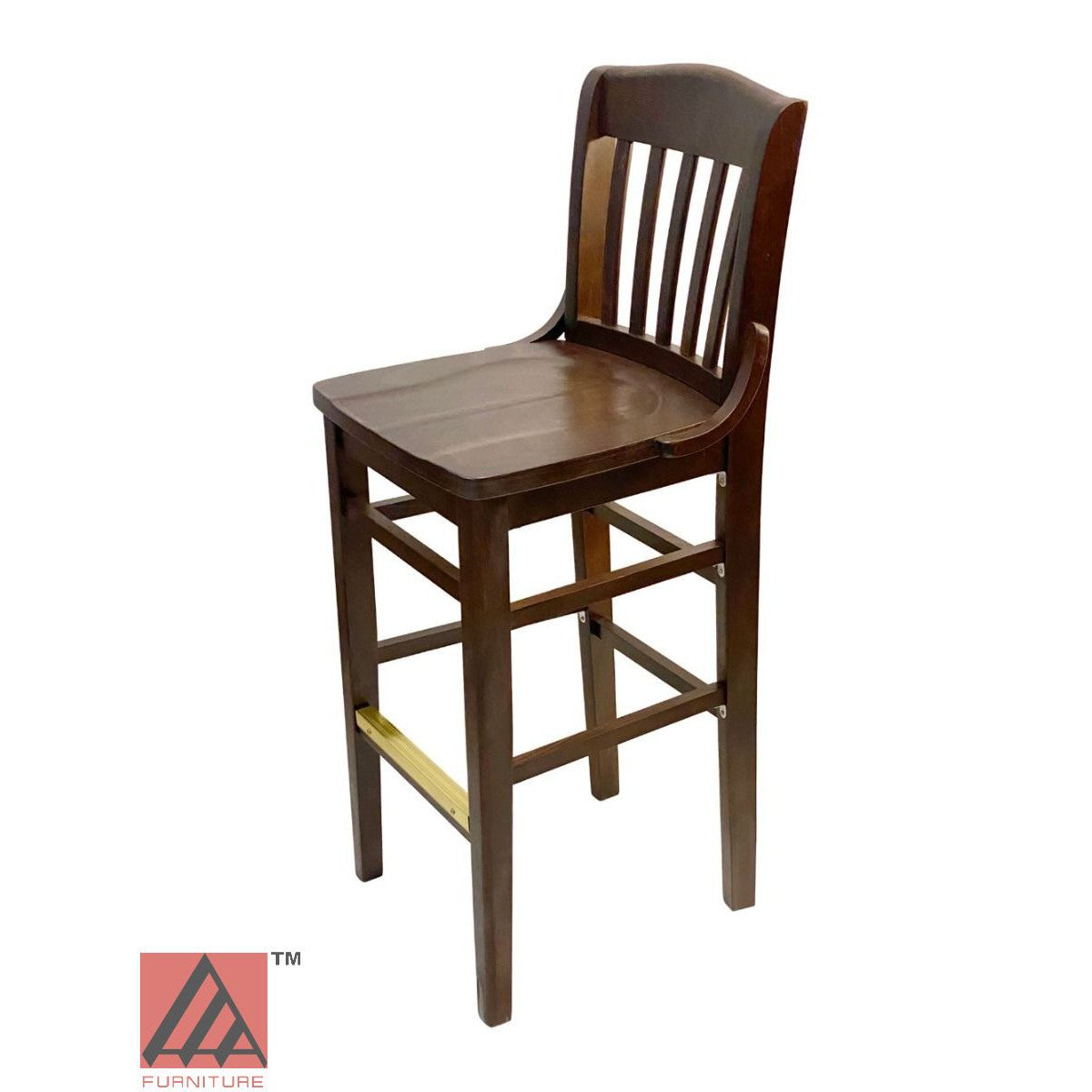 AAA Furniture Beech School House 43" Walnut Bar Stool with Solid Wood Seat