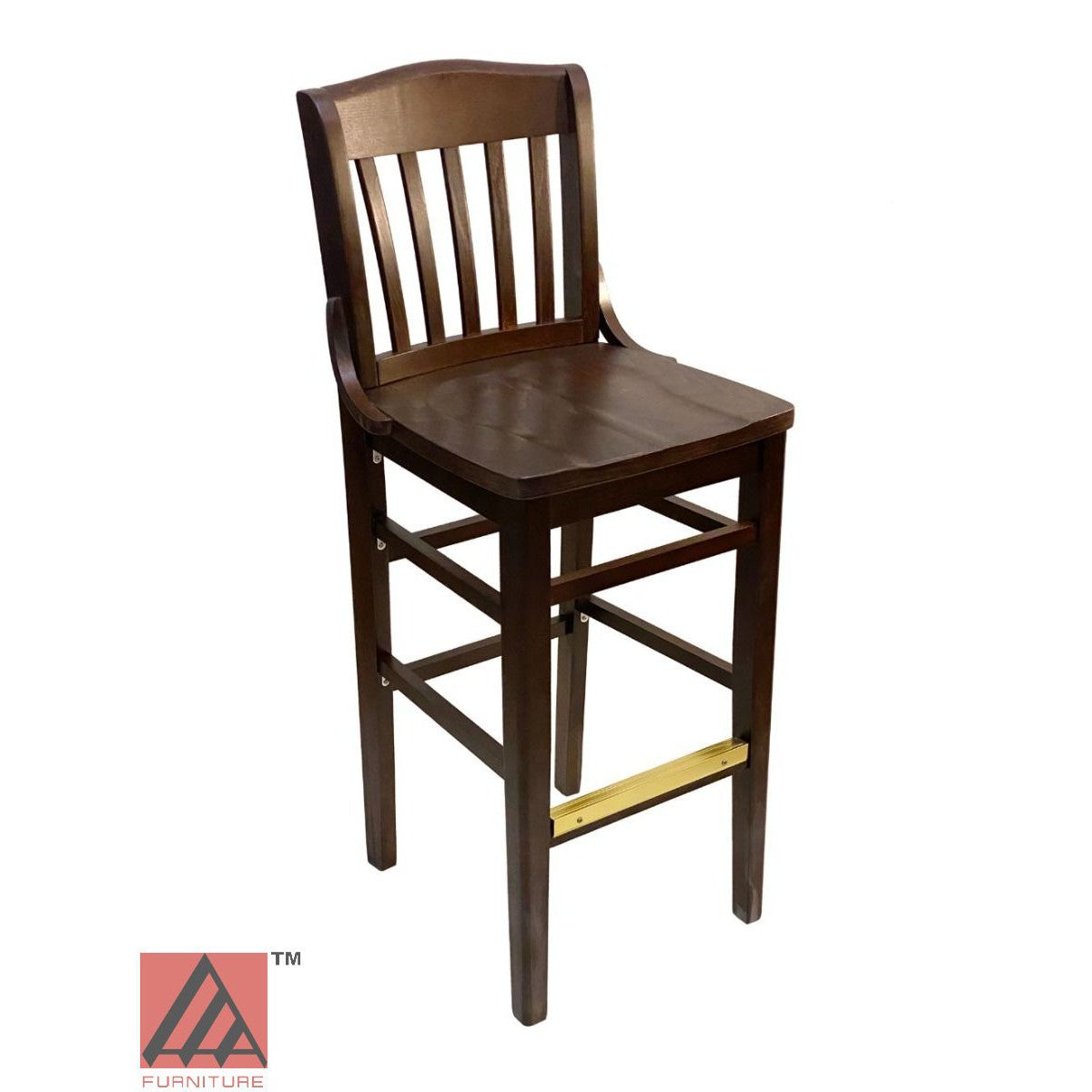 AAA Furniture Beech School House 43" Walnut Bar Stool with Solid Wood Seat