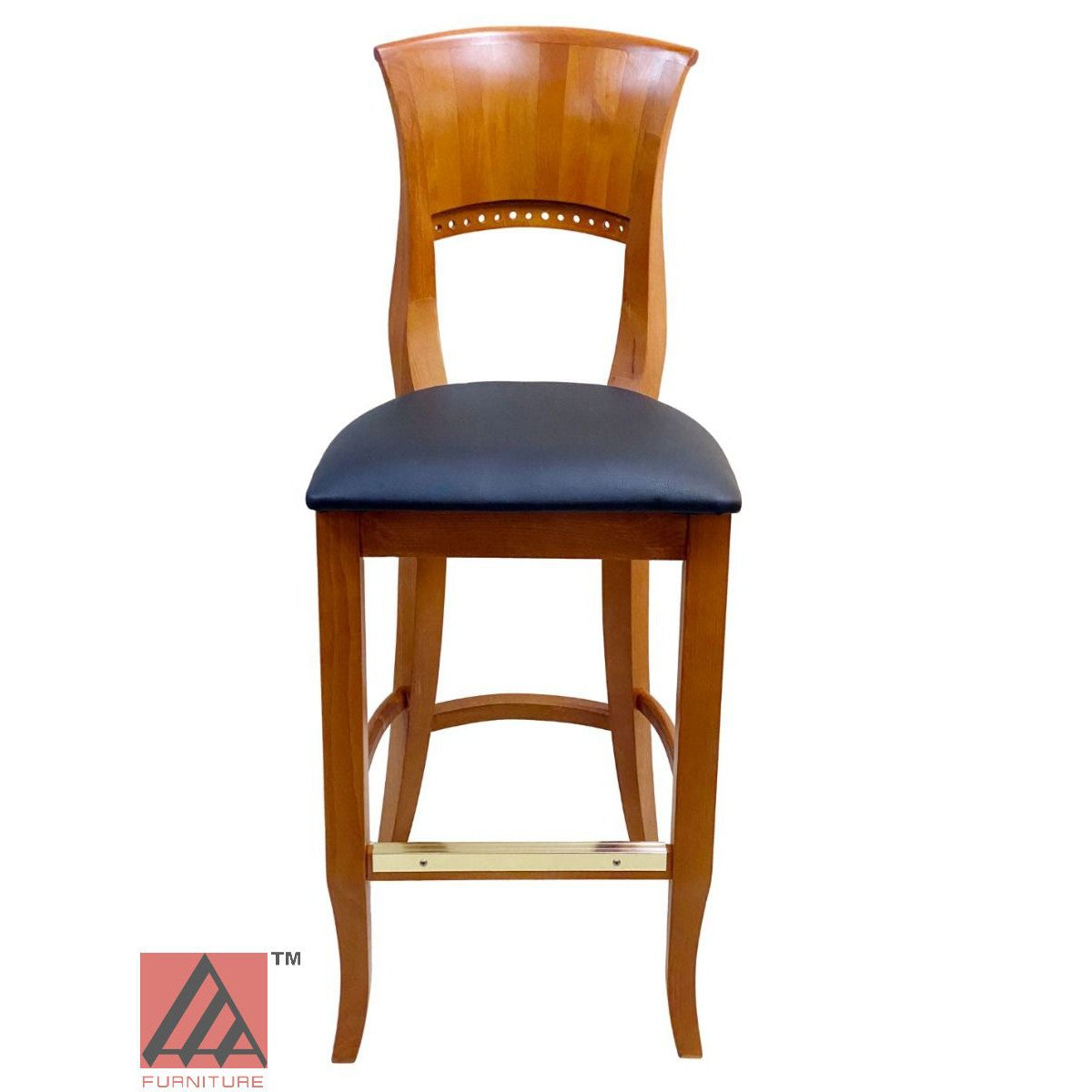 AAA Furniture Beider Meier 45" Oak Bar Stool with Black Vinyl Seat