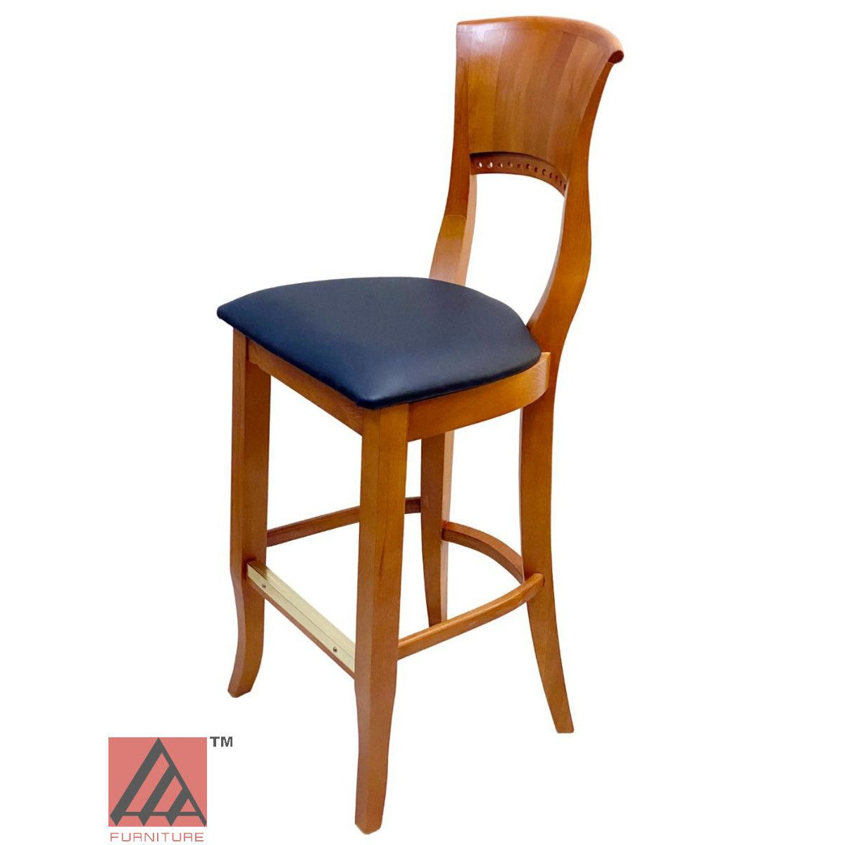 AAA Furniture Beider Meier 45" Oak Bar Stool with Black Vinyl Seat