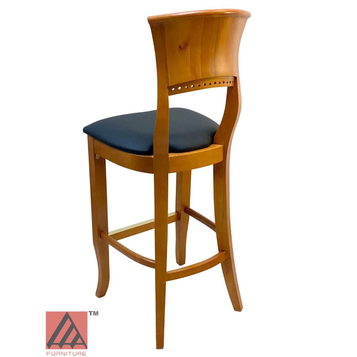 AAA Furniture Beider Meier 45" Oak Bar Stool with Black Vinyl Seat