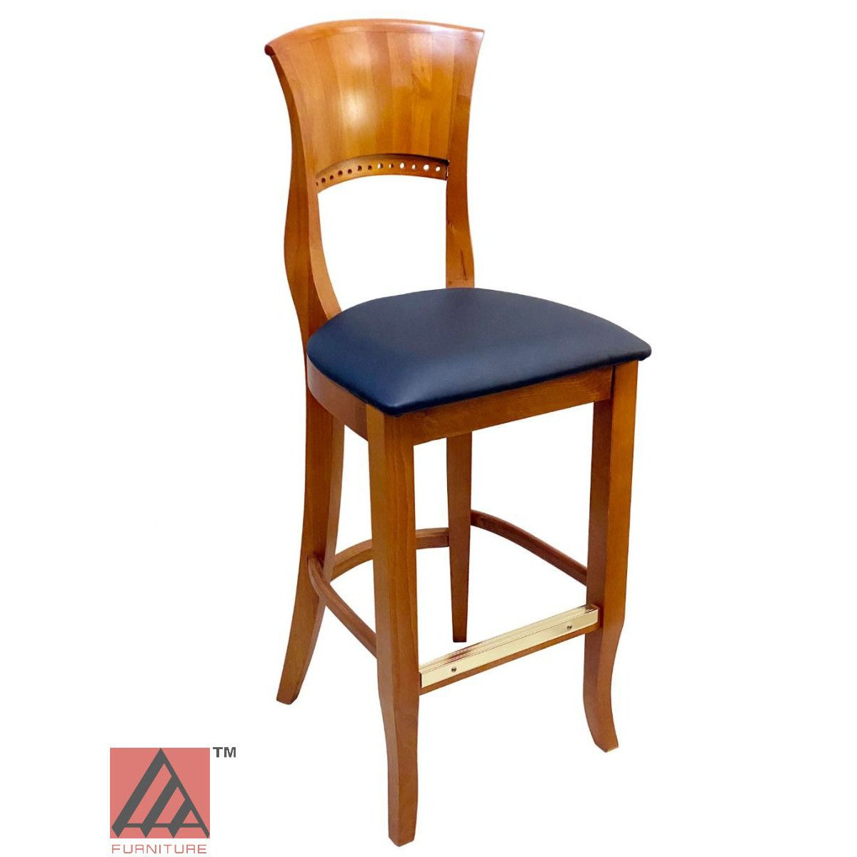 AAA Furniture Beider Meier 45" Oak Bar Stool with Black Vinyl Seat