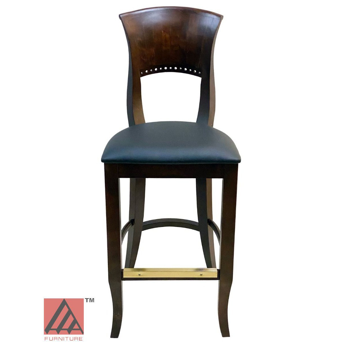 AAA Furniture Beider Meier 45" Walnut Bar Stool with Black Vinyl Seat