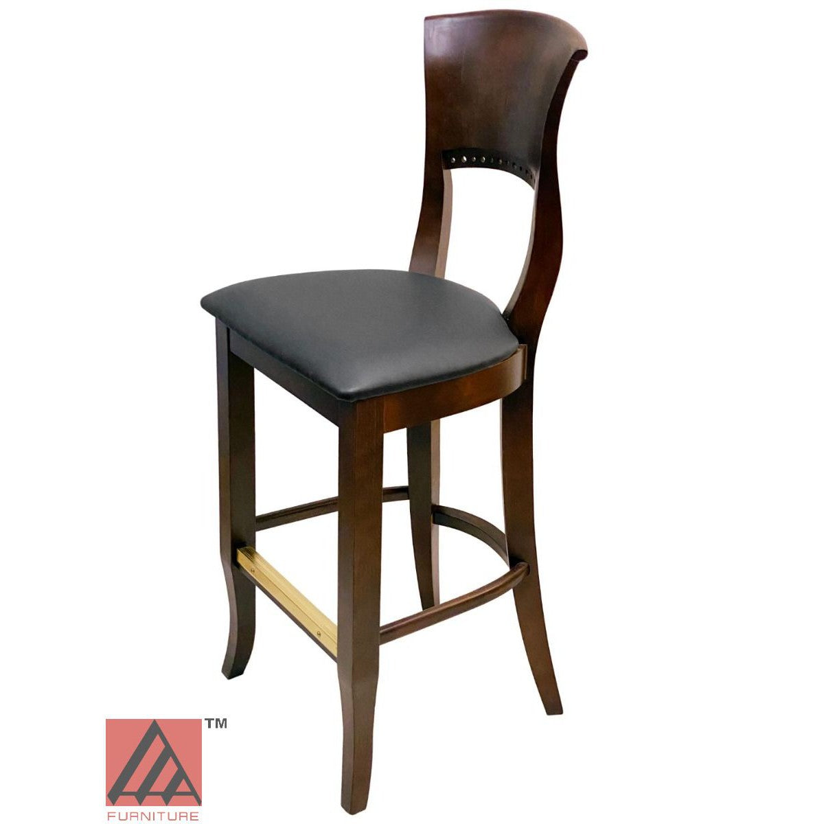 AAA Furniture Beider Meier 45" Walnut Bar Stool with Black Vinyl Seat