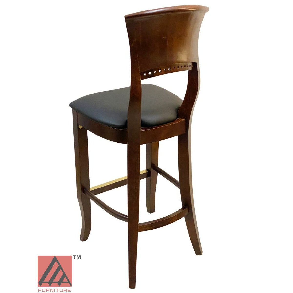 AAA Furniture Beider Meier 45" Walnut Bar Stool with Black Vinyl Seat