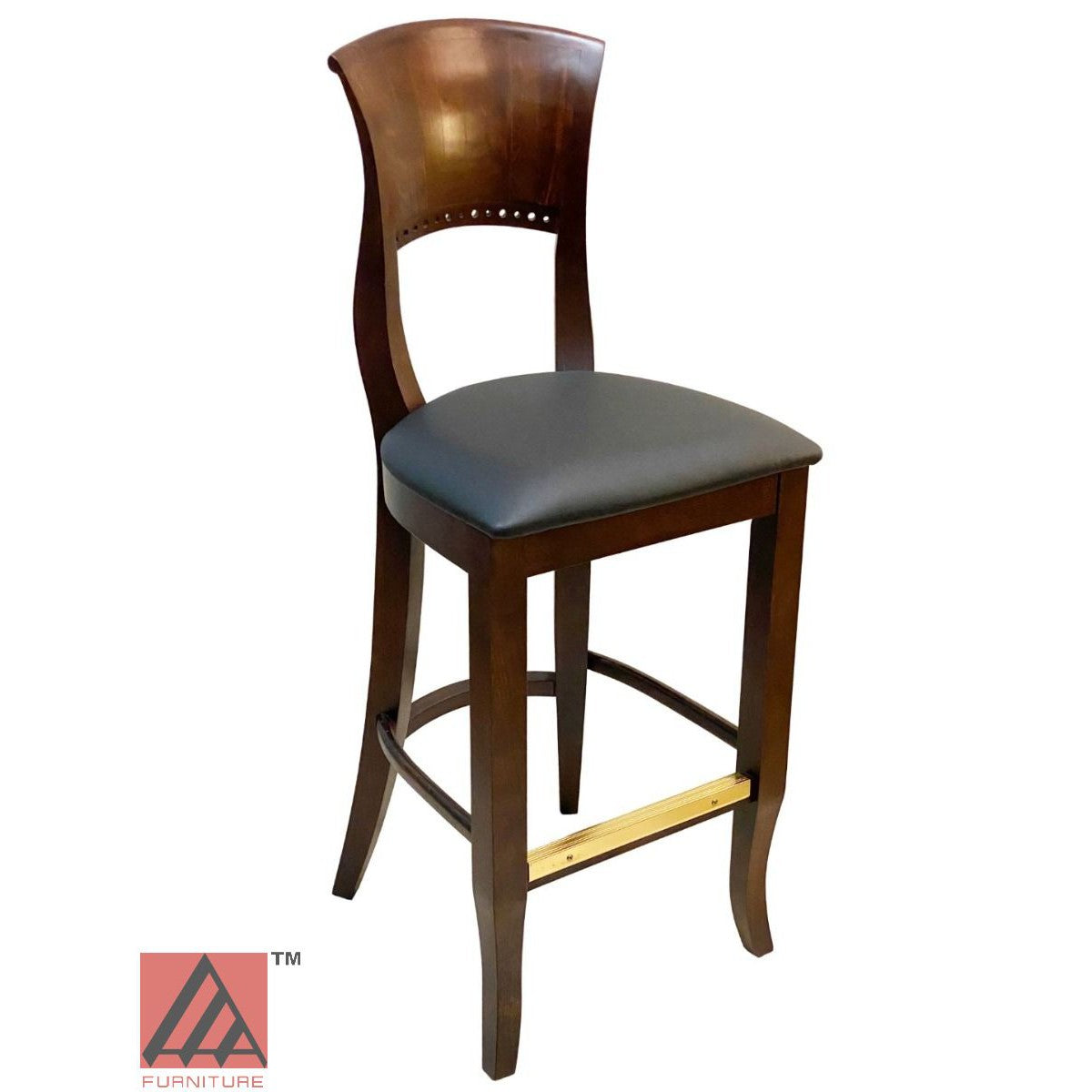 AAA Furniture Beider Meier 45" Walnut Bar Stool with Black Vinyl Seat