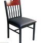 AAA Furniture Brown Wood With Vertical Slats 25" Black Metal Chair with Black Customer Owned Material Seat