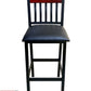 AAA Furniture Brown Wood With Vertical Slats 44" Black Metal Bar Stool with Black Customer Owned Material Seat