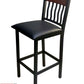 AAA Furniture Brown Wood With Vertical Slats 44" Black Metal Bar Stool with Black Customer Owned Material Seat