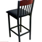 AAA Furniture Brown Wood With Vertical Slats 44" Black Metal Bar Stool with Black Customer Owned Material Seat