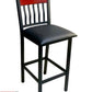 AAA Furniture Brown Wood With Vertical Slats 44" Black Metal Bar Stool with Black Customer Owned Material Seat