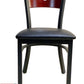 AAA Furniture Circle Wood Back 32" Brown Metal Chair with Black Grade 5 Vinyl Seat