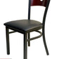 AAA Furniture Circle Wood Back 32" Brown Metal Chair with Black Grade 5 Vinyl Seat