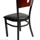 AAA Furniture Circle Wood Back 32" Brown Metal Chair with Black Grade 5 Vinyl Seat