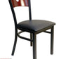 AAA Furniture Circle Wood Back 32" Brown Metal Chair with Black Grade 5 Vinyl Seat