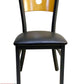 AAA Furniture Circle Wood Back 32" Natural Metal Chair with Black Grade 4 Vinyl Seat