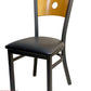 AAA Furniture Circle Wood Back 32" Natural Metal Chair with Black Grade 4 Vinyl Seat