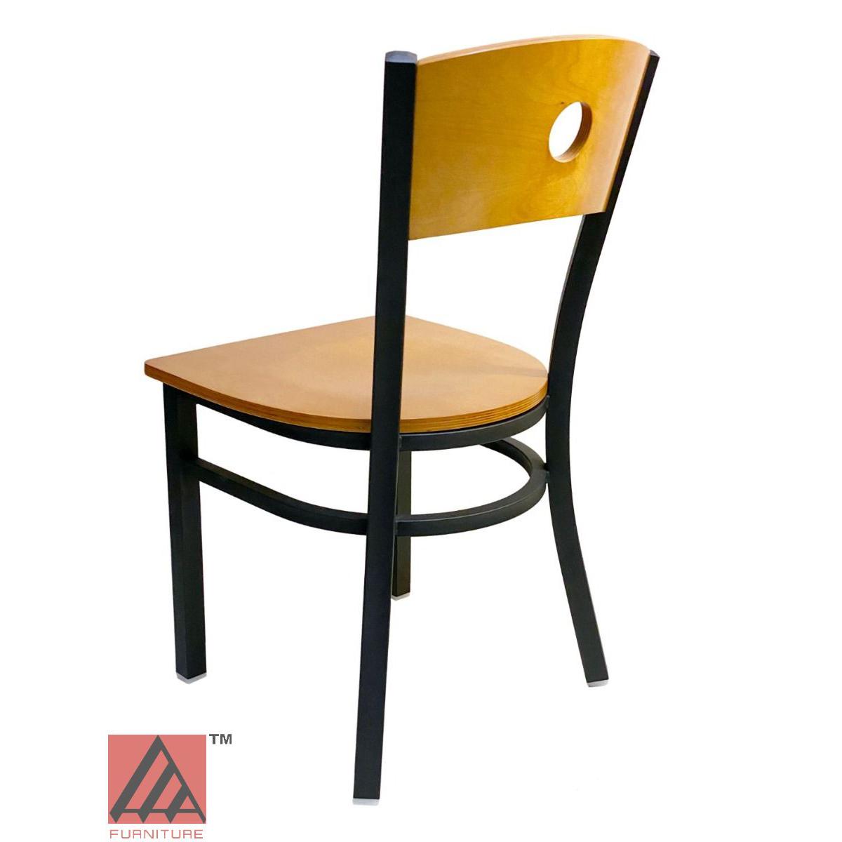 AAA Furniture Circle Wood Back 32" Natural Metal Chair with Wood Seat