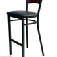 AAA Furniture Circle Wood Back 42" Brown Metal Bar Stool with Black Grade 4 Vinyl Seat