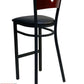 AAA Furniture Circle Wood Back 42" Brown Metal Bar Stool with Black Grade 4 Vinyl Seat