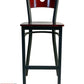 AAA Furniture Circle Wood Back 42" Brown Metal Bar Stool with Wood Seat