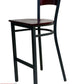 AAA Furniture Circle Wood Back 42" Brown Metal Bar Stool with Wood Seat