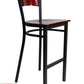 AAA Furniture Circle Wood Back 42" Brown Metal Bar Stool with Wood Seat