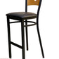 AAA Furniture Circle Wood Back 42" Natural Metal Bar Stool with Black Grade 4 Vinyl Seat