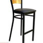 AAA Furniture Circle Wood Back 42" Natural Metal Bar Stool with Black Grade 4 Vinyl Seat