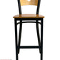 AAA Furniture Circle Wood Back 42" Natural Metal Bar Stool with Wood Seat