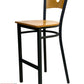 AAA Furniture Circle Wood Back 42" Natural Metal Bar Stool with Wood Seat