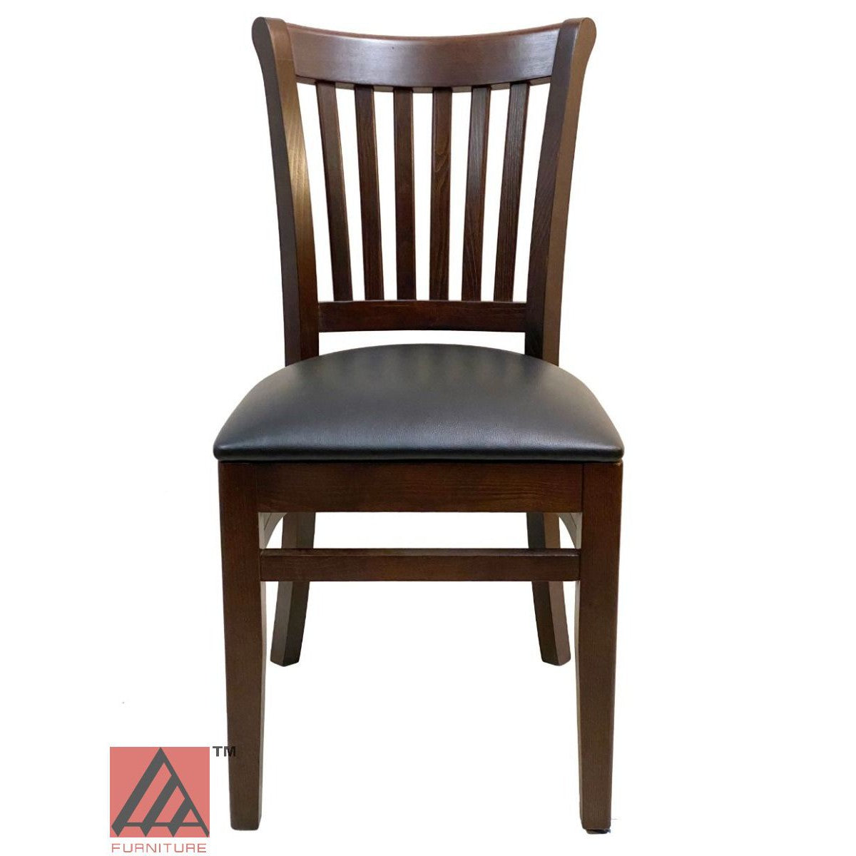 AAA Furniture Contemporary Vertical Slat 34" Walnut Wood Chair with Black Vinyl Seat