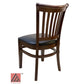 AAA Furniture Contemporary Vertical Slat 34" Walnut Wood Chair with Black Vinyl Seat