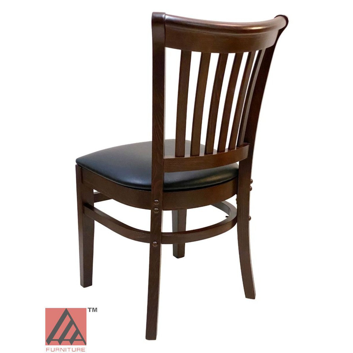 AAA Furniture Contemporary Vertical Slat 34" Walnut Wood Chair with Black Vinyl Seat